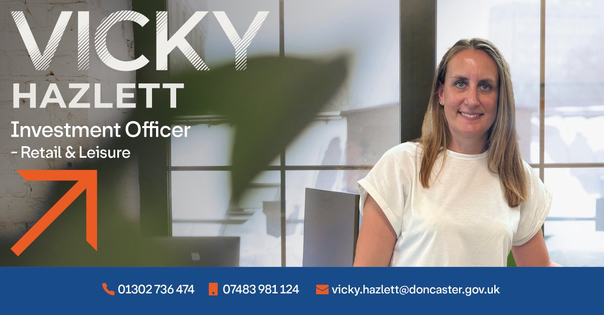 Introducing our Investment Officer for Retail and Leisure - Vicky Hazlett.

If you're in the in the Retail or Leisure sector and thinking of relocating/expanding in #Doncaster — Vicky is here to help.

Contact 01302 734394 or email: vicky.hazlett@doncaster.gov.uk

<a href="/MyDoncaster/">City of Doncaster Council</a>