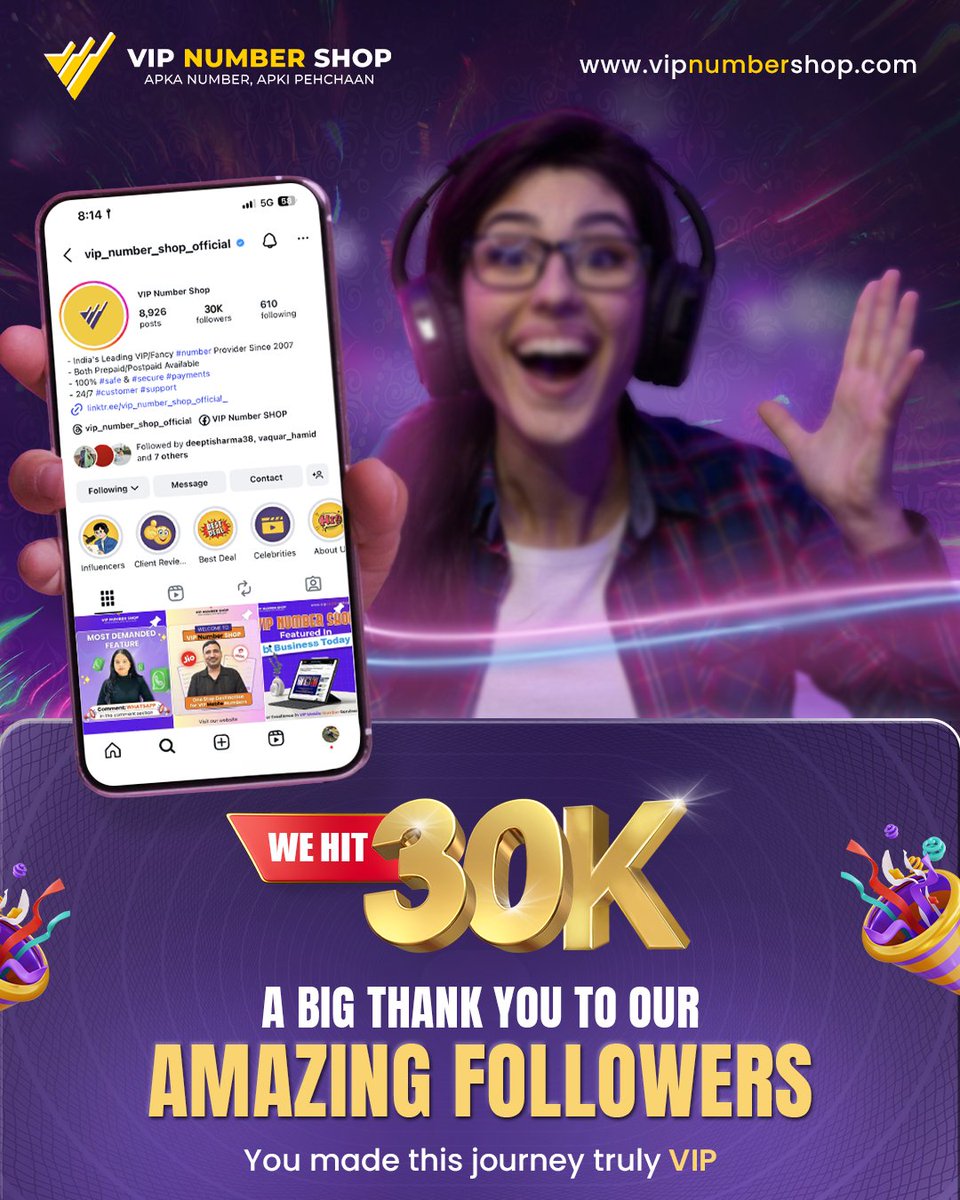 vip_number_shop's tweet image. From zero to 30K — we’ve achieved this journey together! 💫

We did it — 30K strong!💥 A huge thank you to all our amazing followers for being a part of this incredible journey. 

#vipnumbershop #30kfollowers #vipfamily #thankyou #milestone #vipnumberindia #celebration #vipnumber