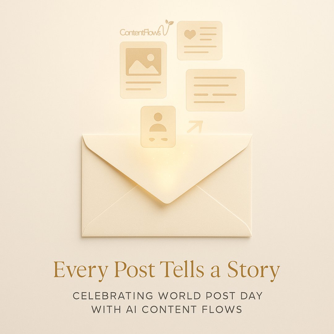 aicontentflows's tweet photo. Happy World Post Day ✉️

From handwritten letters to digital stories — connection never goes out of style.

#WorldPostDay #AIContentFlows #Storytelling #Connection #TrendingNow #TeamACF https://t.co/dGriIsnM9Z