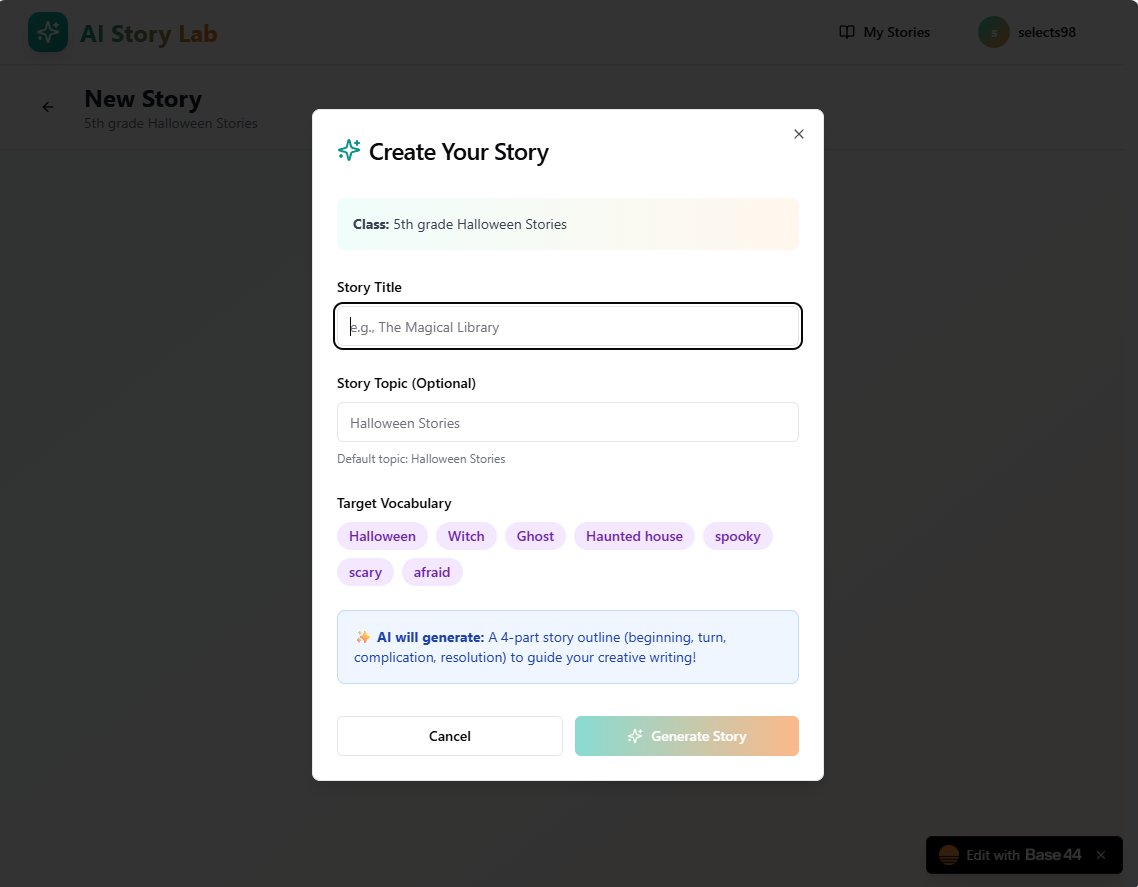 CodingHeroes's tweet image. Just finished building my first classroom app on @base_44 and I’m honestly amazed.
It’s called AI Story Lab, where students co-create Halloween stories with AI using text, voice, and images.
Teachers get dashboards.
Students get creativity back.
#Base44