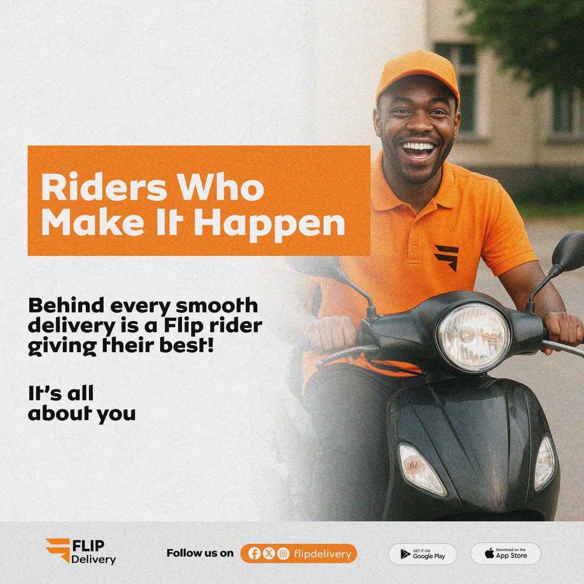 FlipDelivery's tweet photo. Celebrating our Flip riders this Customer Service Week 🚴♂️💨
Your dedication keeps every delivery on track. Thank you for making Flip happen!
#FlipDelivery #CustomerServiceWeek https://t.co/72ImOERDga