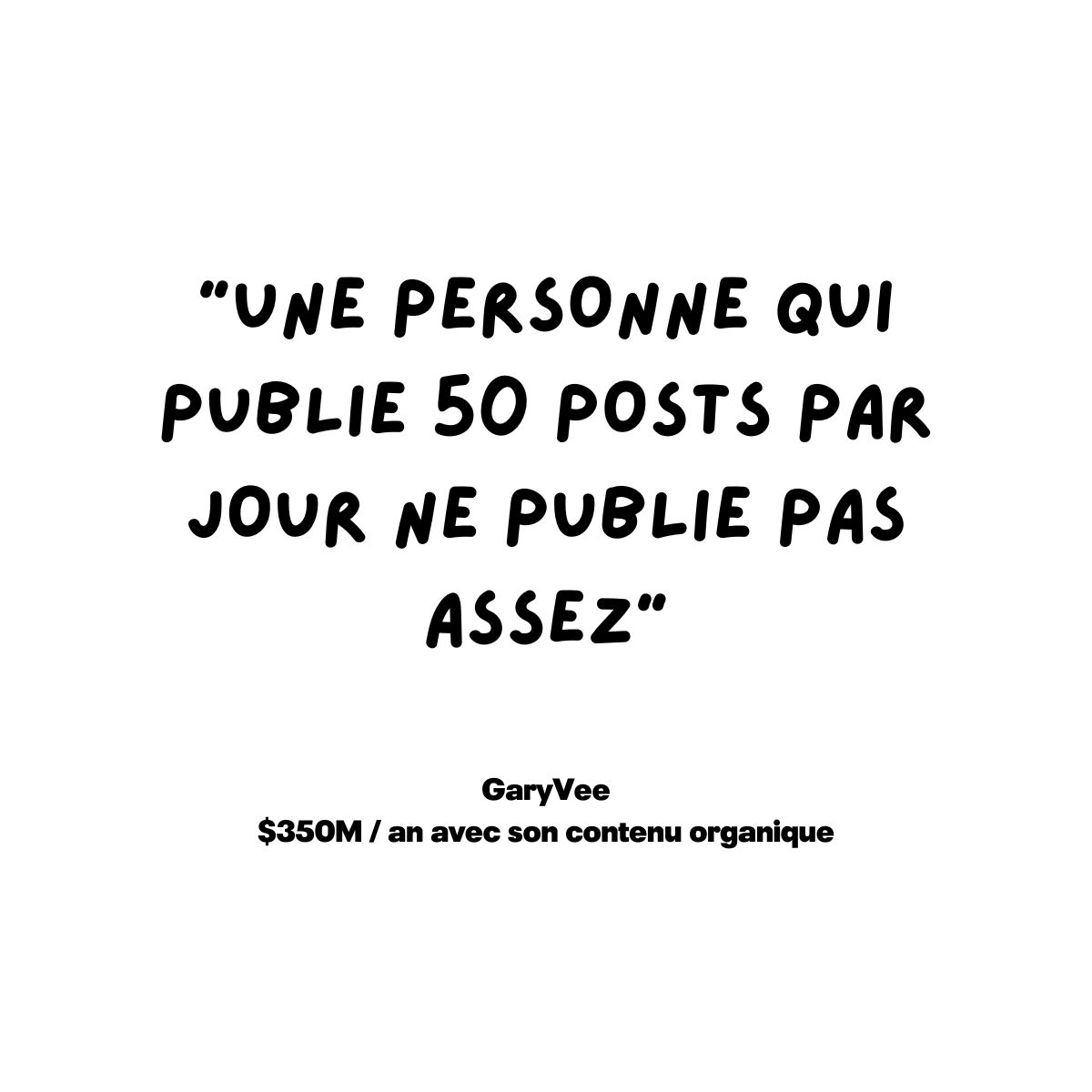 maxthimonier's tweet image. « Publie pas trop, l'algo va te pénaliser » 😴

Gary Vee poste 50x/jour. Résultat : 350M$/an.

📌 3 posts/sem = 12 chances
📌 50/jour = 1500 chances

Le problème ? C’est pas l’algo. C’est ton inertie.

Publie en masse. Teste. Gagne.
#Marketing #ContentIsKing
