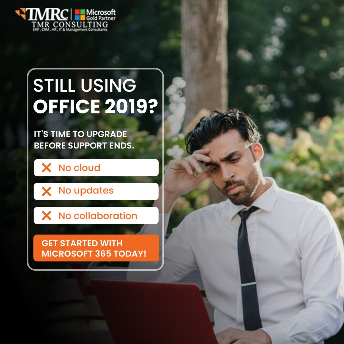 tmr_consulting's tweet image. It&apos;s time to upgrade from Office 2019! Support ends Oct 14, 2025.
You&apos;re missing:
Real-time collaboration
Cloud access &amp;amp; sync
Security updates
Microsoft 365 offers:
Real-time Teams &amp;amp; OneDrive collaboration
Cross-device access
Enterprise security
Transition with TMR Consulting!