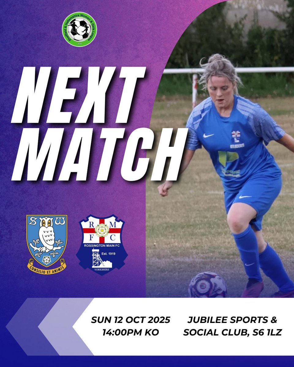 𝗡𝗘𝗫𝗧 𝗠𝗔𝗧𝗖𝗛 | 𝗥𝗘𝗦𝗘𝗥𝗩𝗘𝗦 ⚽️

The Reserves return this Sunday after a week off — recharged and ready to go again 👊

🆚 <a href="/ShefWedLadies/">Sheffield Wednesday Ladies FC</a> Reserves
📆 12/10/25 | 🕑 2PM KO
📍 Jubilee Sports &amp; Social Club, S6 1LZ
🏆 SHWGL Open Age 2

#RMLFC #UpTheRosso #WomensFootball
