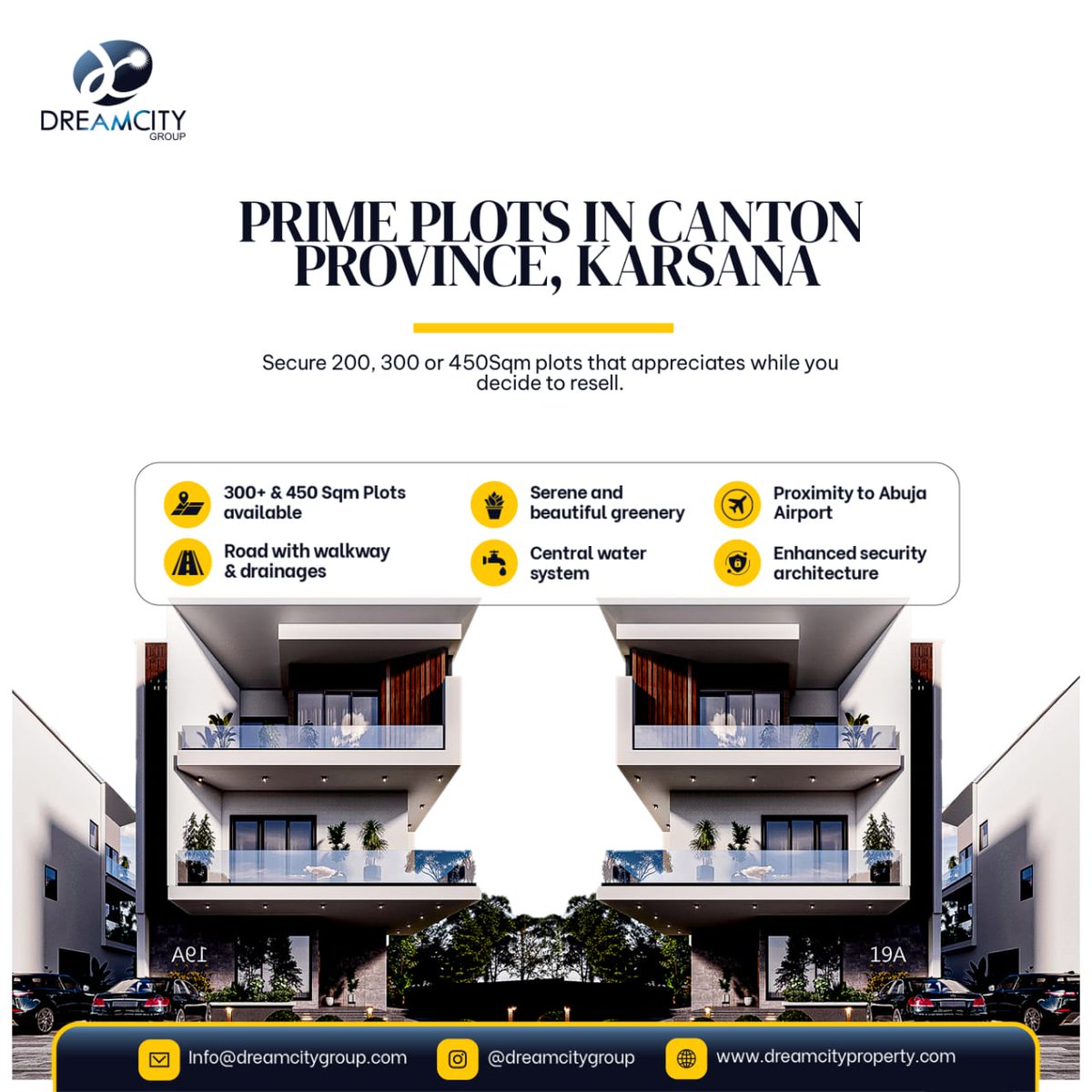 DreamcityGroup's tweet photo. Secure 200, 300 or 450Sqm plots that appreciates while you decide to resell. Call 08168532563 today. 

#cantonprovince 
#realestateabuja 
#flexiblepaymentplan 
#affordableluxury https://t.co/rT0ASceduo