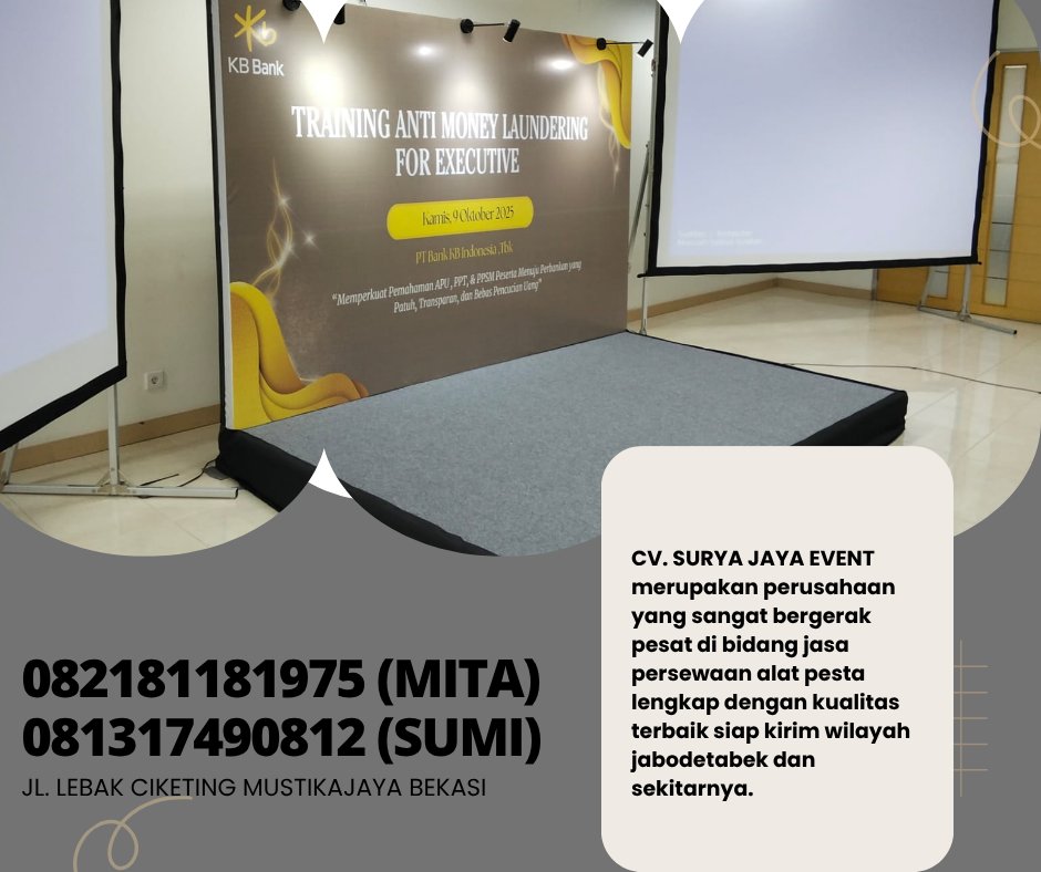 suryajayaevent1's tweet image. Pusat Sewa Panggung Indor Cover Karpet Jakarta

lnformasi ebih lebih lanjut bisa menghubungi nomor dibawah ini via wa atau sms : 082181181975 ( mita) 081317490812 (sumi)

#sewapanggung #panggung