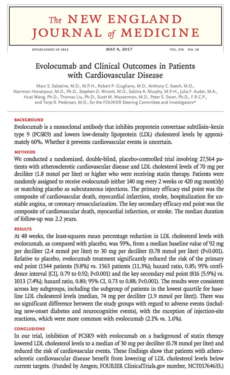 deepakdeepak's tweet image. nejm.org/doi/full/10.10…

nejm.org/doi/full/10.10…

The general public may be shocked or bemused to learn that a widely promoted medicine available for lowering LDL cholesterol to levels as low as 30 mg% does not show the slightest improvement in all-cause death, cardiovascular…