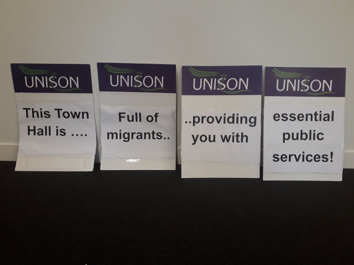 Fantastic &amp; massive community anti racist counter-demo last night outside the Town Hall. As a diverse community of workers &amp; residents we stood together to declare that our borough stands with migrants and against racism &amp; hate. Thanks to everyone who came &amp; made a contribution.