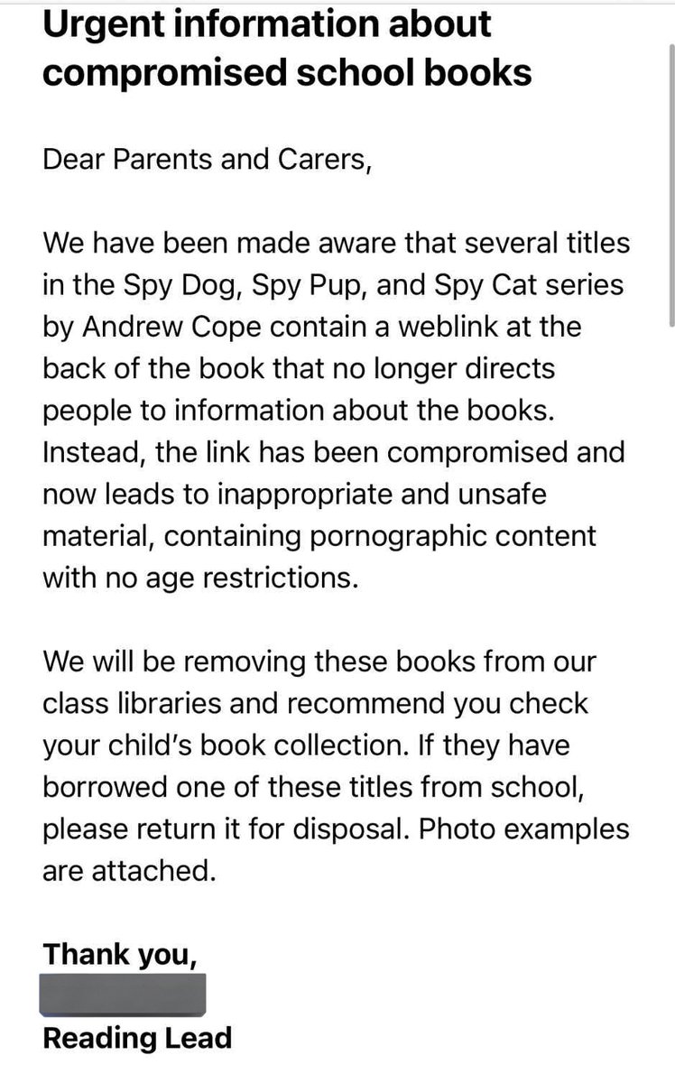 🚨 CHILDRENS SCHOOL BOOKS IN THE UK CONTAIN PORNORGRAPHIC WEBSITE LINKS 🇬🇧 

I have been sent this picture from my sister, who has young children in school in North Manchester. 

Apparently, a website link on the back of a book has been compromised and now shows Porn❗️

WHAT IS