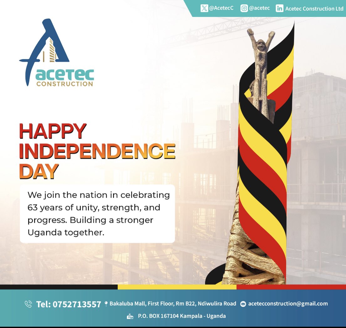 Happy Independence Day Uganda 🇺🇬.
Building for generations <a href="/AceArinaitwe/">QS Arinaitwe Grace (MRICS,RSU,MCIArb)</a>