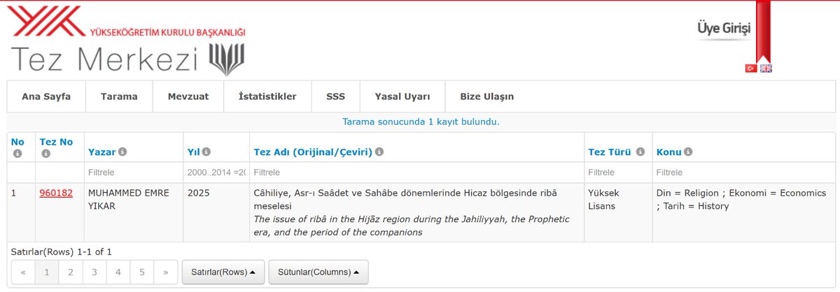“Câhiliye, Asr-ı Saâdet ve Sahâbe Dönemlerinde Hicaz Bölgesinde Ribâ Meselesi” başlıklı yüksek lisans tez çalışmam YÖKTEZ veri tabanına yüklenerek erişime açılmıştır.

Okuyanların istifade etmesi duasıyla..