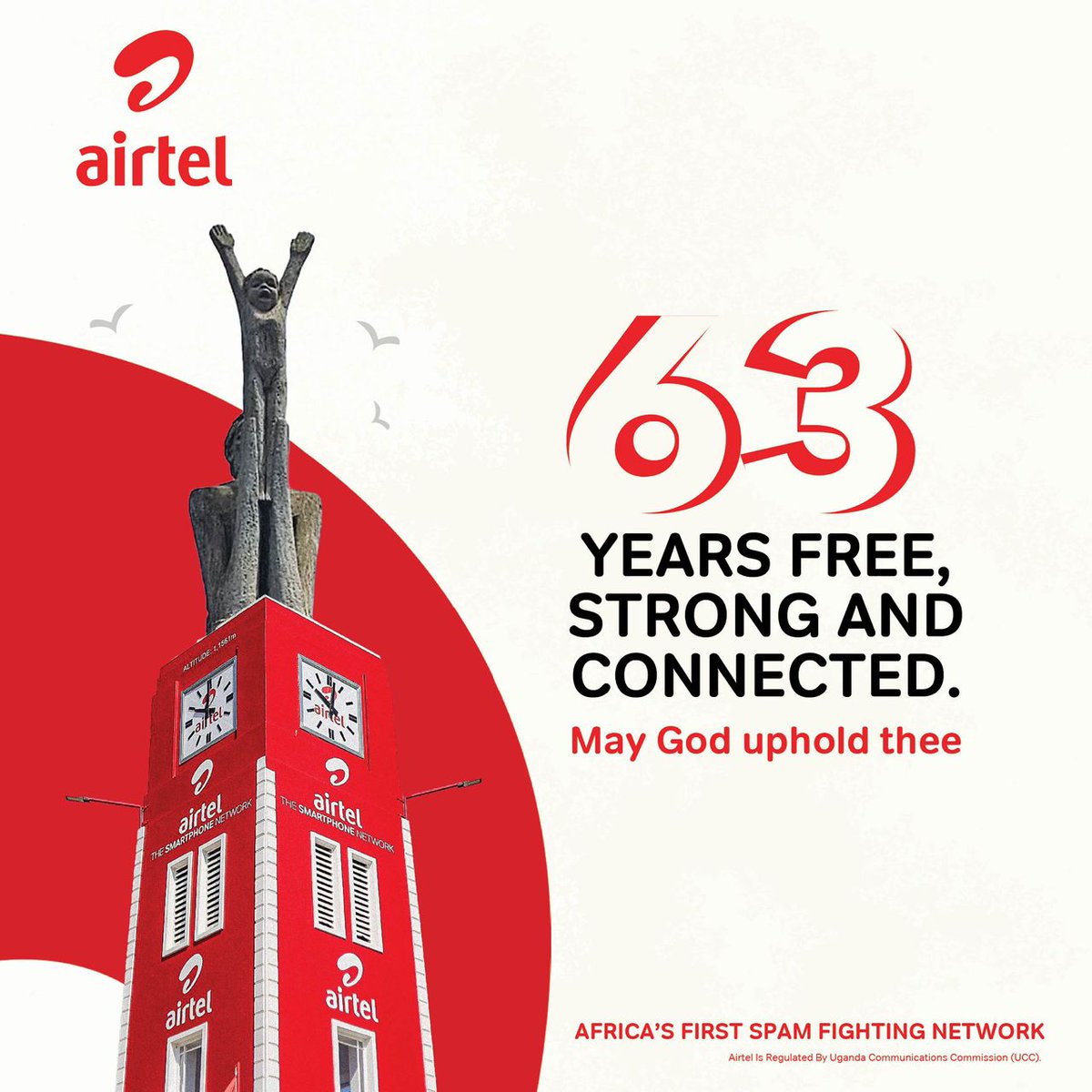 Kafakefriend10's tweet photo. The @Airtel_Ug family wishes you all a Happy Independence Day
Let's keep the unity rolling for more years to come ๐ค
#UGAt63 #AReasonToImagine https://t.co/I7z5a6x5AH