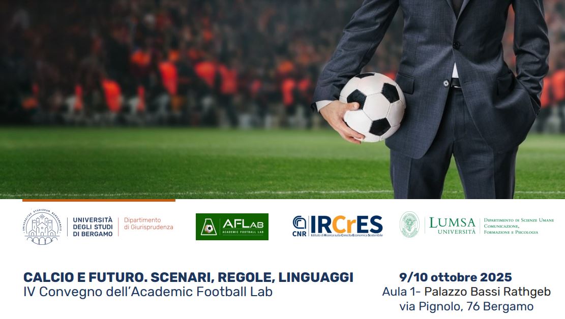 AFLabTw's tweet photo. Al via il IV Convegno dell’Academic Football Lab 🧑‍🏫⚽️

'CALCIO E FUTURO. SCENARI, REGOLE, LINGUAGGI' 

📅 9/10 ottobre 2025 

📍 Aula 1- Palazzo Bassi Rathgeb. Via Pignolo, 76 Bergamo

Il programma della prima giornata👇 https://t.co/IiIsV9wEAi