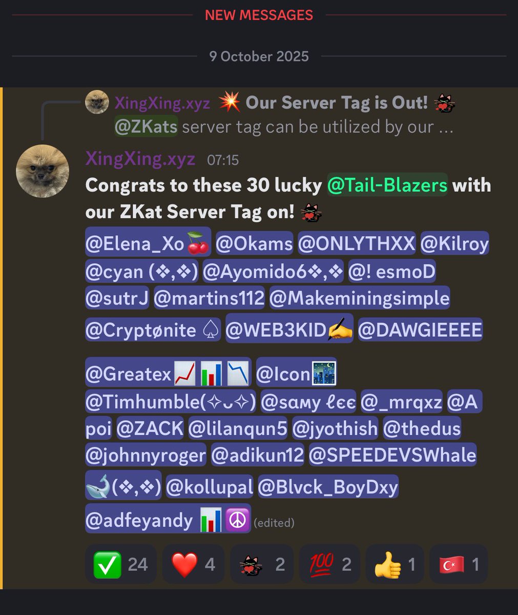 greatexfx's tweet image. GM FAM❤️‍🔥
Out of THOUSANDS of amazing community members, I’ve just been selected as one of the 30 lucky Trailblazers to receive the official Brevis ZKat Server Tag! 🐾💫

This isn’t just luck, it’s a @brevis_zk level   miracle! 😱🔥📈
Being among the chosen few to wear the ZKat…