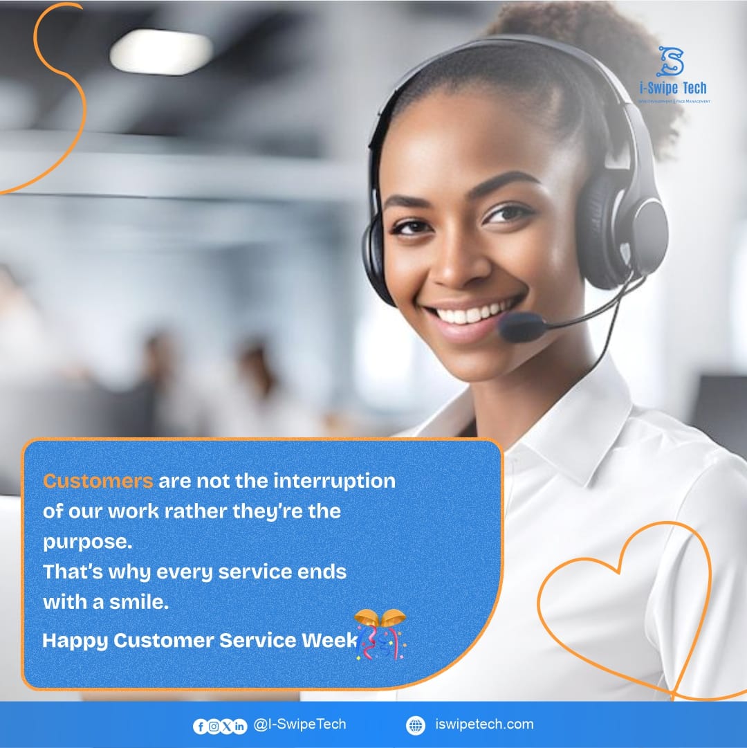 ISwipeTech's tweet image. Our Clients Are The Reason We Do What We Do!
That’s why we go the extra mile to deliver outstanding service every single day.
Happy Customer service week from all of us at I-Swipe Tech!
Have you enrolled for a tech course at I-Swipe Academy?
Send us a message to join the next…