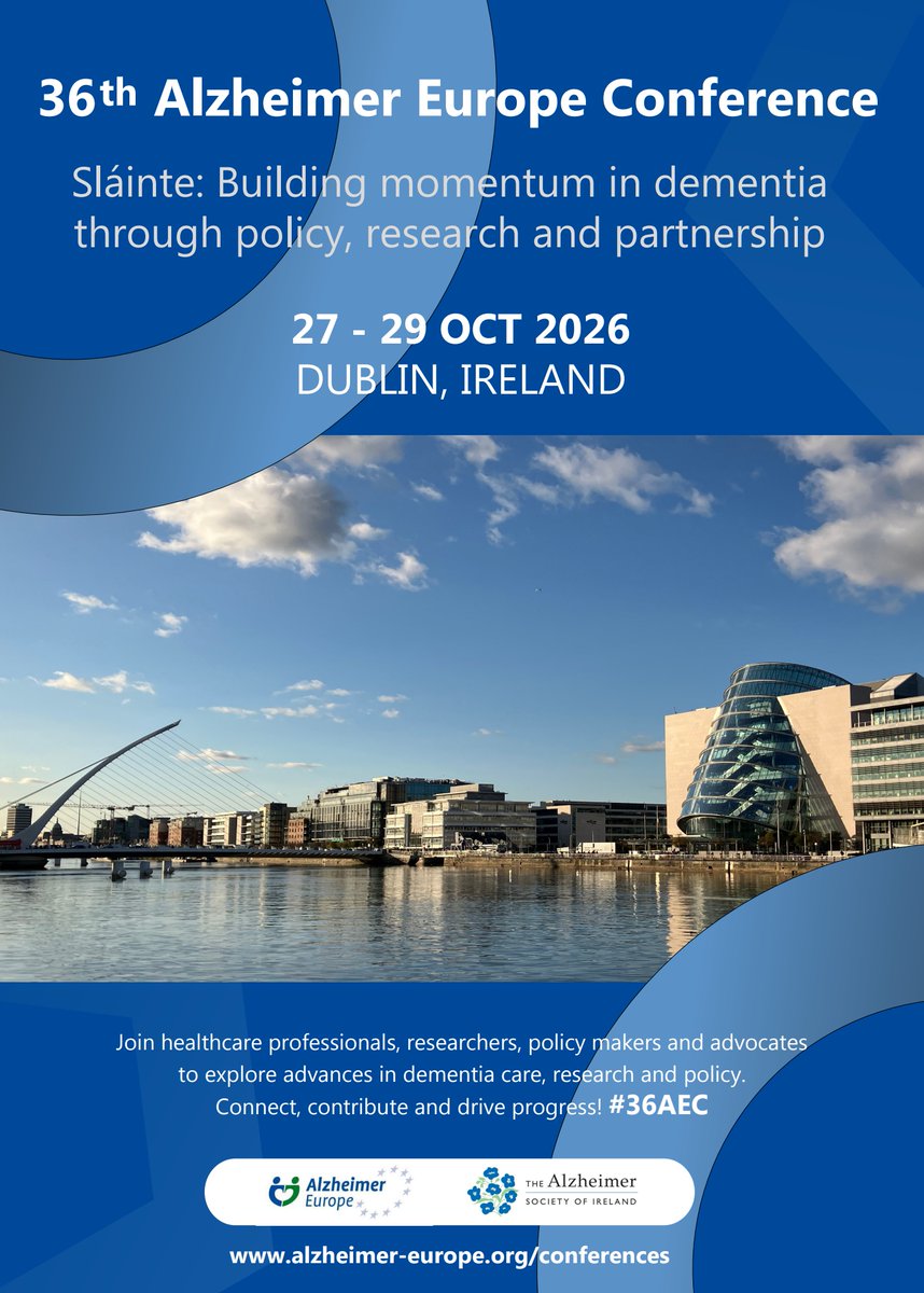 The Alzheimer Society of Ireland (@alzheimersocirl) on Twitter photo Weâre thrilled to announce that the 36th <a href="/AlzheimerEurope/">Alzheimer Europe</a> Conference will take place in Dublin Convention Centre, 27â29 October 2026!
Themed âSlĂĄinte: Building momentum in dementia through policy, research and partnershipâ, the conference will bring together people living with Weâre thrilled to announce that the 36th <a href="/AlzheimerEurope/">Alzheimer Europe</a> Conference will take place in Dublin Convention Centre, 27â29 October 2026!
Themed âSlĂĄinte: Building momentum in dementia through policy, research and partnershipâ, the conference will bring together people living with