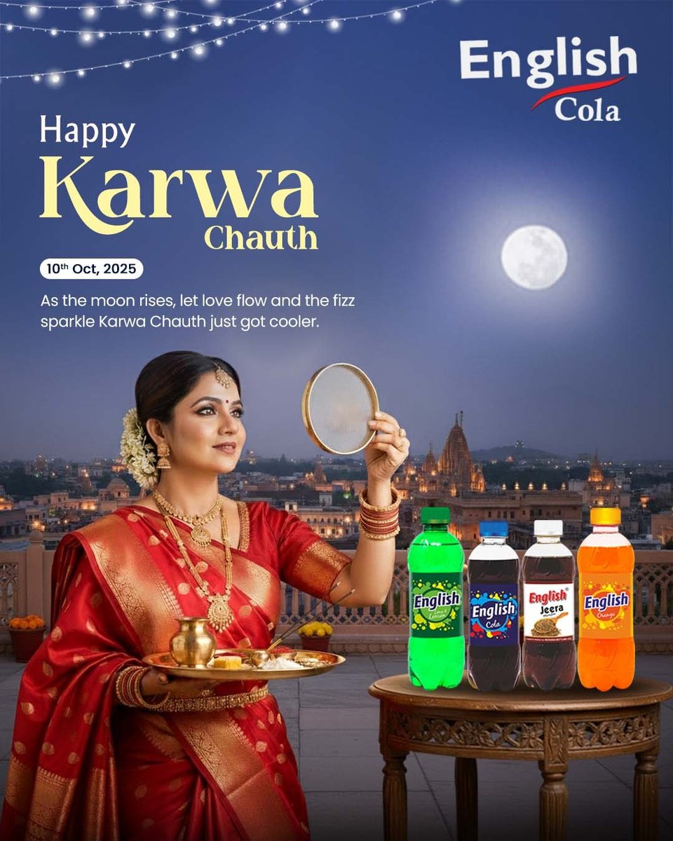 EnglishCola23's tweet photo. Love is in the air, and freshness is in every sip! 💖
Happy Karwa Chauth from English Cola! 🥤🌙
.
.
.
.
#englishcola #meerut #karwachauthvibes #KarwaChauth2025 #CoolRefreshment #karvachauthspecial 
[English cola, Karwa chauth, Meerut, Cool Refreshment, Meerut] https://t.co/GsgxVKbrJM