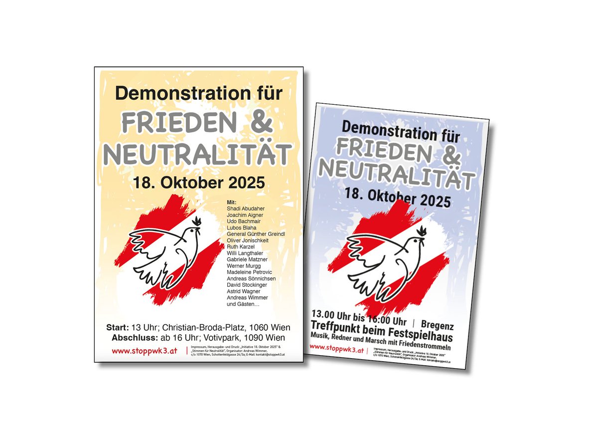 Initiative 18. Oktober 2025 - stoppwk3.at

Die vernünftige Zivilgesellschaft muss jetzt handeln, es ist bereits 5 nach 12. Wir sehen uns in Wien oder Bregenz.