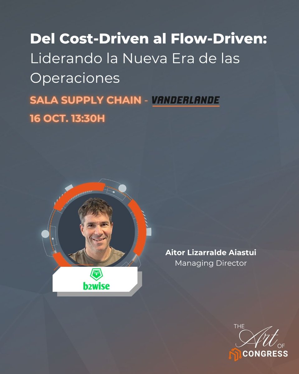 LogisticsSpain's tweet image. 🔄 Del Cost-Driven al Flow-Driven: Liderando la Nueva Era de las Operaciones

🗓 16 de octubre
⏰ 13:30h
📍 Sala Supply Chain – Vanderlande

🎤 Ponente:
Aitor Lizarralde Aiastui, Managing Director, b2wise Iberia

#LogisticsandAutomation