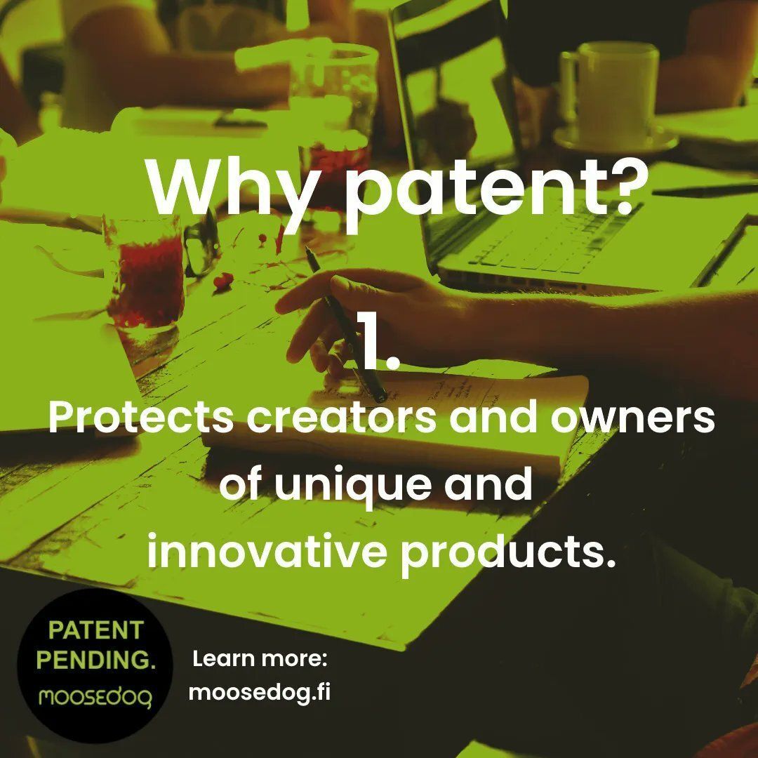 Why patent your ideas? 💡

A patent isn’t just paperwork, it’s protection. It safeguards the creators and owners of unique, innovative products, ensuring your hard work stays yours.

👉 Learn more at moosedog.fi

#Innovation #Patents #MoosedogIPR #IntellectualProperty