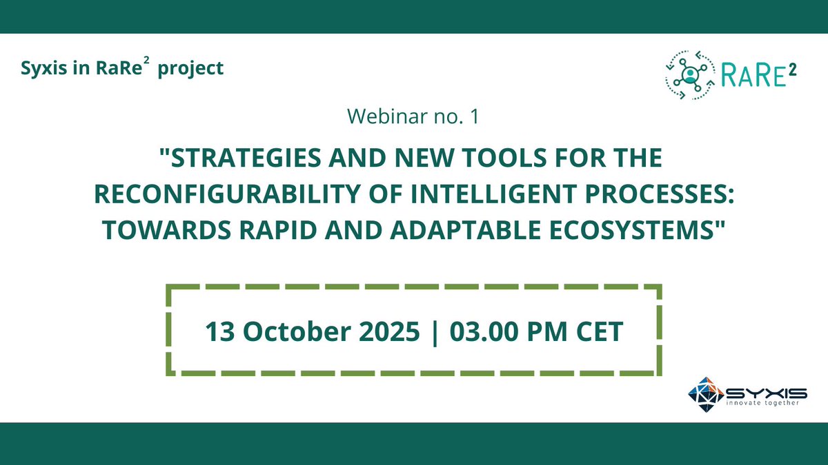 ⏳ Only a Few Days Left! Join the First Webinar of the “Smart Manufacturing &amp; Sustainability Lab” Series

In this first session, experts from the <a href="/RaRe2Project/">RaRe²</a> , R3group, <a href="/flex4res/">Flex4Res</a> , <a href="/AccurateEU/">ACCURATE Project</a> , <a href="/AgileHand_/">AgileHand Project</a> , and <a href="/CreditProjectEU/">CREDIT Project</a> will be the speakers.

 ai4manufacturing.net/join-the-first…