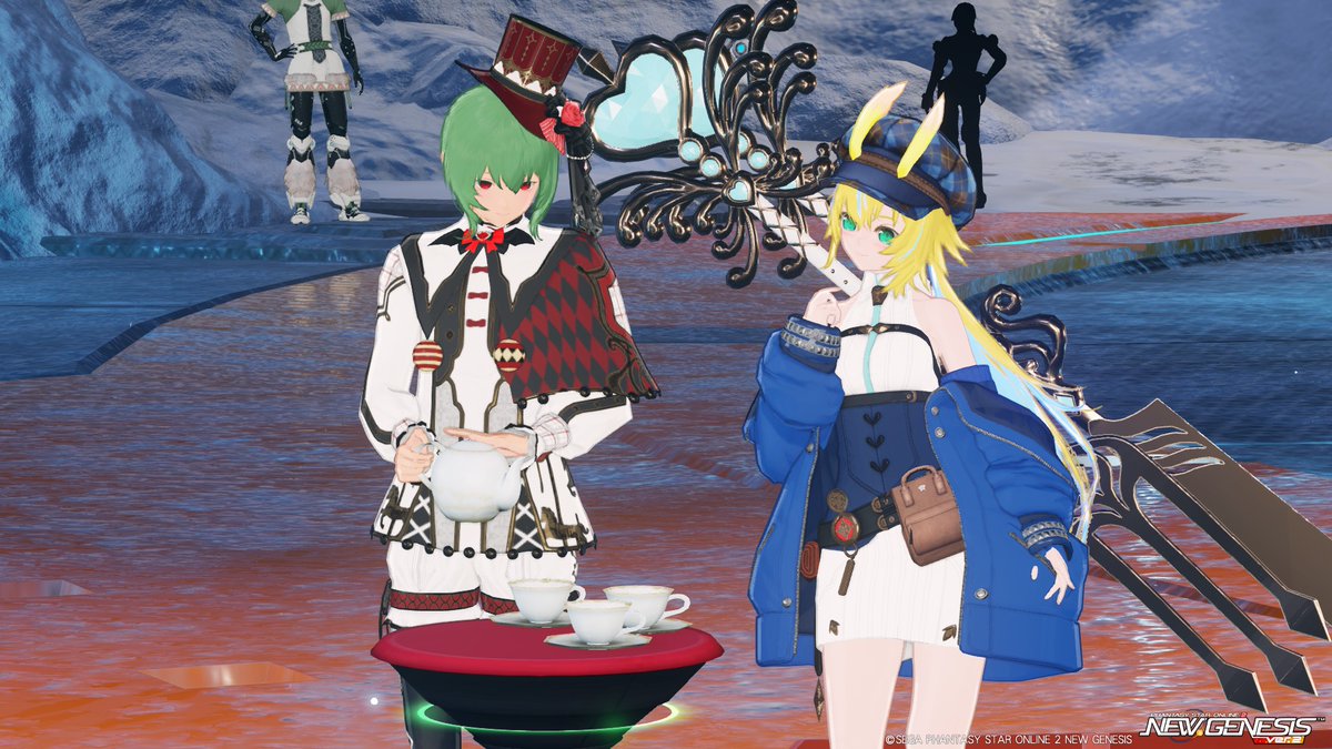 tcnt16277's tweet image. ちょっとだけモフ曜日♪ラピフレのキアさんが珍しく可愛い少年に変身していてまったりお茶タイム♪🐥🐥
 #PSO2NGS