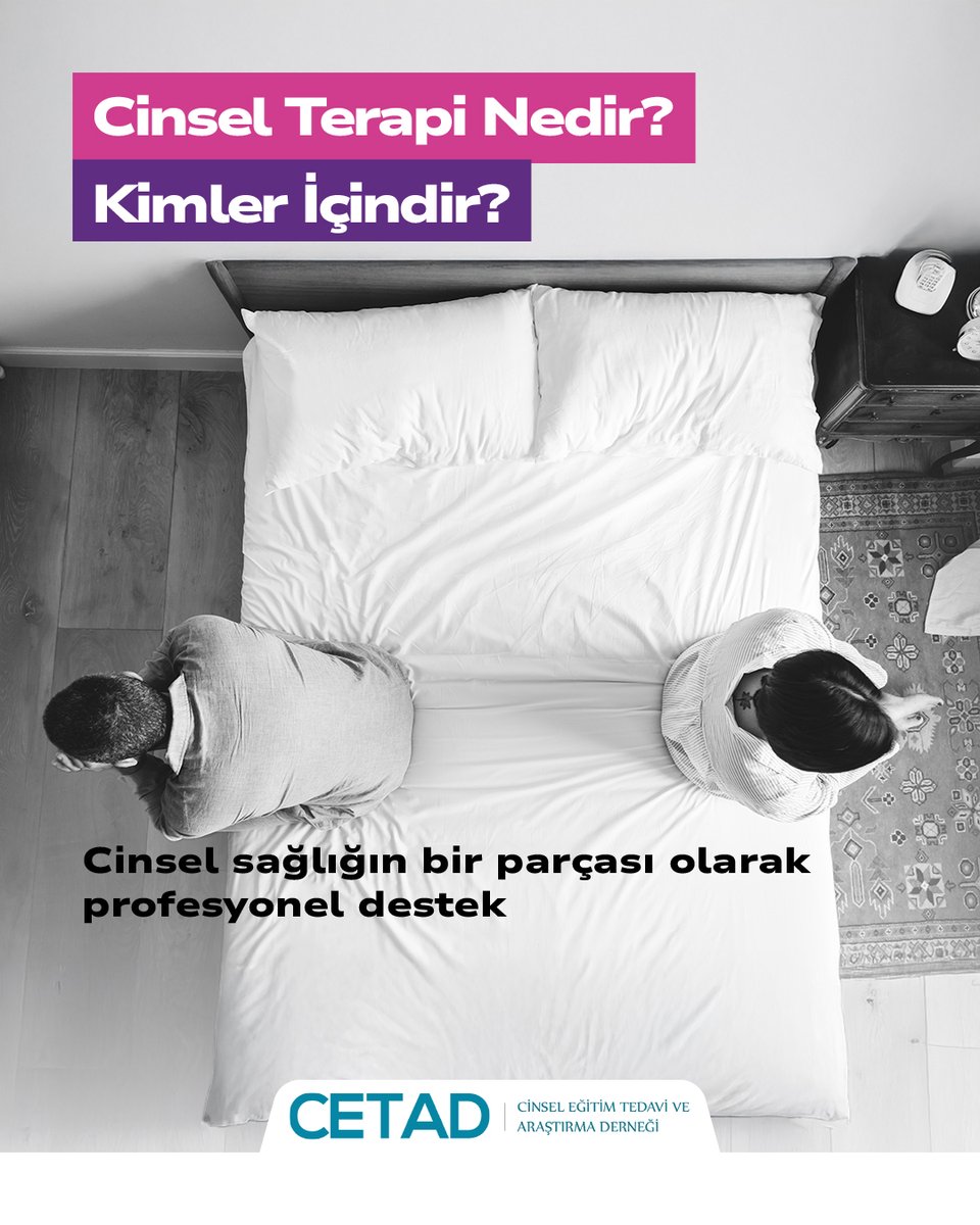 CETADofficial's tweet image. &quot;Cinsel Terapi Nedir? Kimler İçindir?&quot;

Cinsel sağlık, bütünsel sağlığın ayrılmaz bir parçasıdır. Profesyonel destek almak bir güç göstergesidir.

#CETAD #CinselTerapi #CinselSağlık #Farkındalık