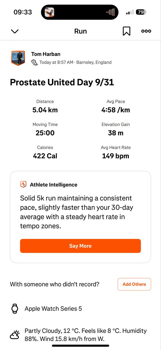 tomharbs85's tweet photo. Say 9/31 of running 5K a day to raise funds and awareness for Prostate United. Tough one today but got it done. Any donations are appreciated. https://t.co/5kdXGx3PtM https://t.co/ESKI4VsPtm