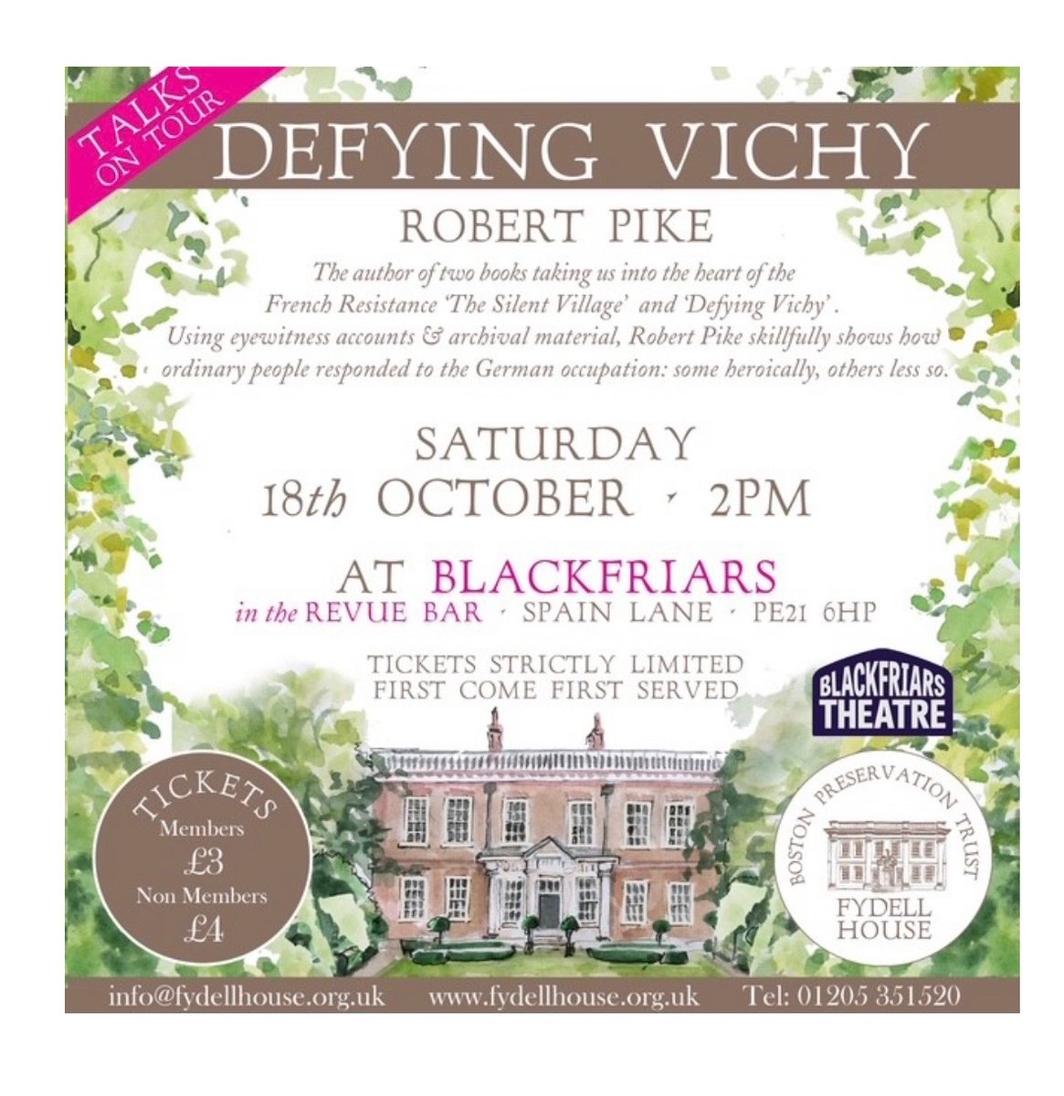 If you happen to live near Boston, Lincs. I’ll be giving a talk on Saturday 18 October, 2pm as per the flyer attached. Do come along, I’ll be signing books too.