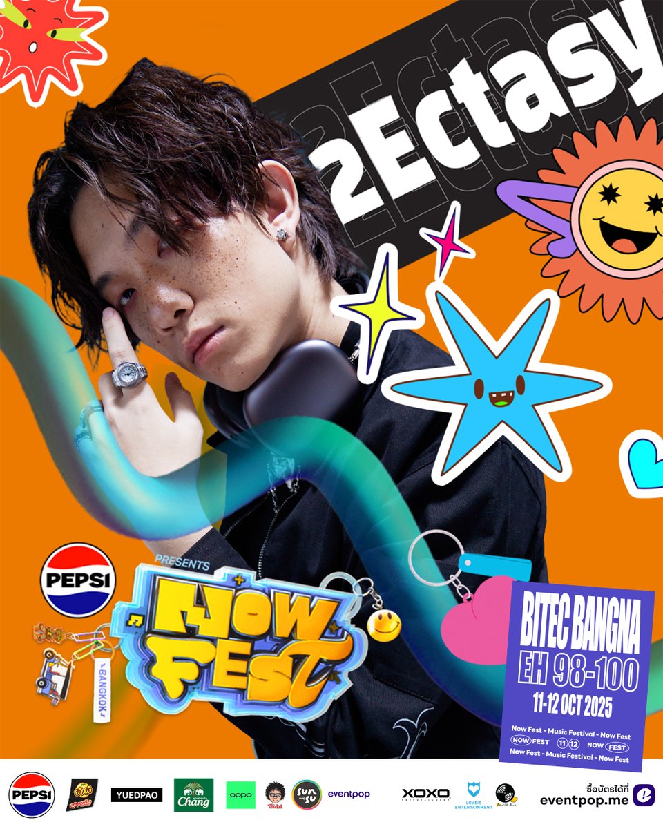 NOW_FEST's tweet image. 💥💬🤳🏻 【2Ectasy】

📍 PEPSI presents NOW FEST (Bangkok)
11-12 ต.ค. 2025 | BITEC Bangna

⭐️ รีบกดบัตรเลย! ➡️ eventpop.me/s/nowfest-bang…
🎫 Regular (2 Days Pass) ราคา 1,500 บาท

***ราคาบัตรดังกล่าวรวม VAT แล้ว แต่ไม่รวมค่าธรรมเนียมการชำระเงิน

#2Ectasy
#PEPSIpresentsNOWFEST