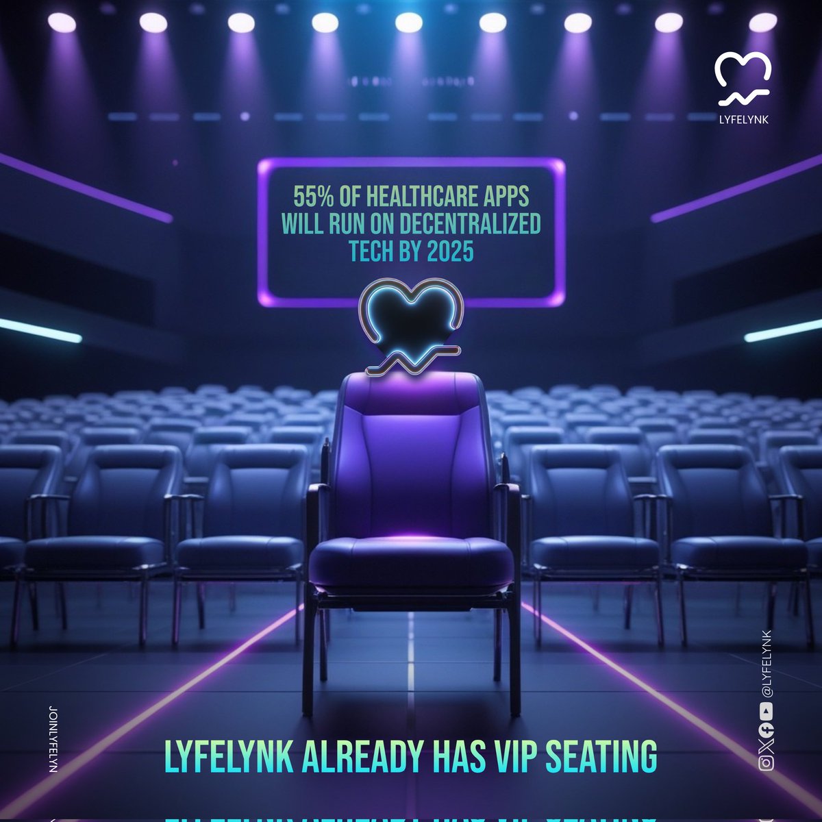 55% of all healthcare apps will run on decentralized tech by 2025
LyfeLynk already has VIP seating!