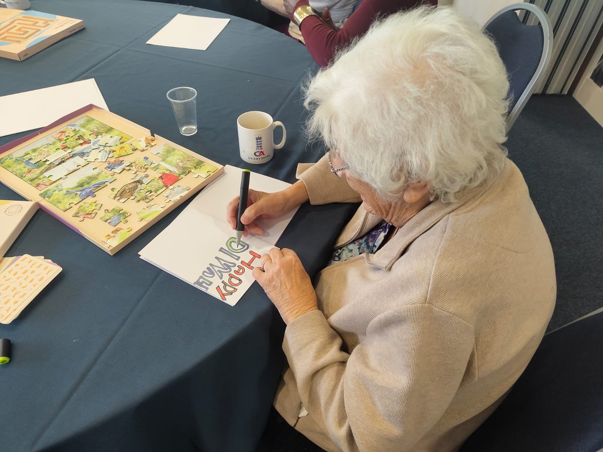 CricketDerbys's tweet photo. On Monday, we hosted our monthly Monday Mates Dementia Cafe at @DerbyshireCCC!

We welcomed Achin and Pradhumn from the Derby Hindu Temple who came along to talk about Diwali with our attendees.

Find out more about our programme here⤵️
https://t.co/OBon8GwrI6 https://t.co/FnmpB3cZ4I
