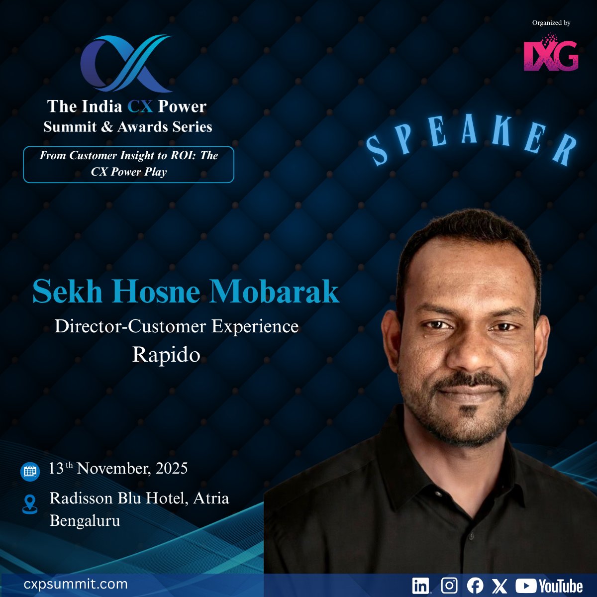 We are thrilled to announce that Sekh Hosne Mobarak, Director of Customer Experience at <a href="/rapidobikeapp/">Rapido</a>, will be sharing his expertise at The India Power CX Summit &amp; Awards Series!

𝗳𝗼𝗿 𝗺𝗼𝗿𝗲 𝗱𝗲𝘁𝗮𝗶𝗹𝘀: cxpsummit.com

#indiacx2025