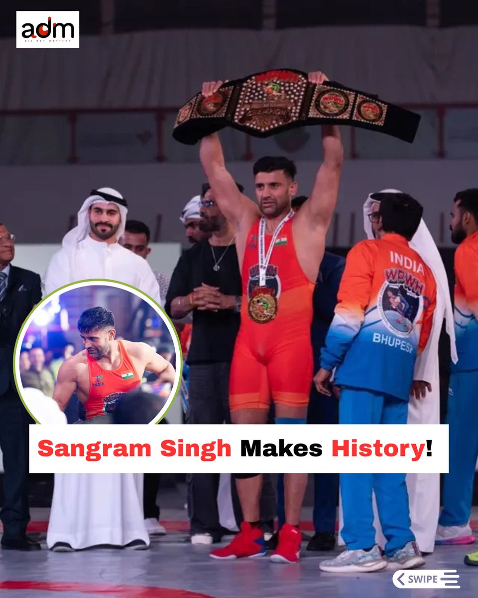 alldatmatterz_'s tweet image. In just 90 seconds, Indian wrestler Sangram Singh defeated Pakistan’s Ali Raza Nasir at the Gama International Fighting Championship, becoming the first Indian male fighter to win an MMA match against a Pakistani opponent. 🇮🇳
#Wrestling
