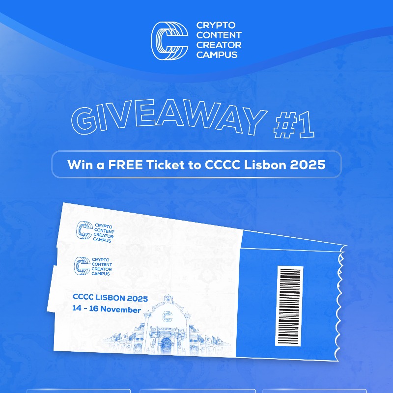 CCCCampus's tweet photo. Creators, this is your chance!

🎟️ Win a FREE ticket to CCCC Lisbon 2025. Learn, Mingle, Grow in the largest Crypto Creator Campus with 200+ leading creators, 20+ global industry figures!

Be part of the movement, secure your spot today.