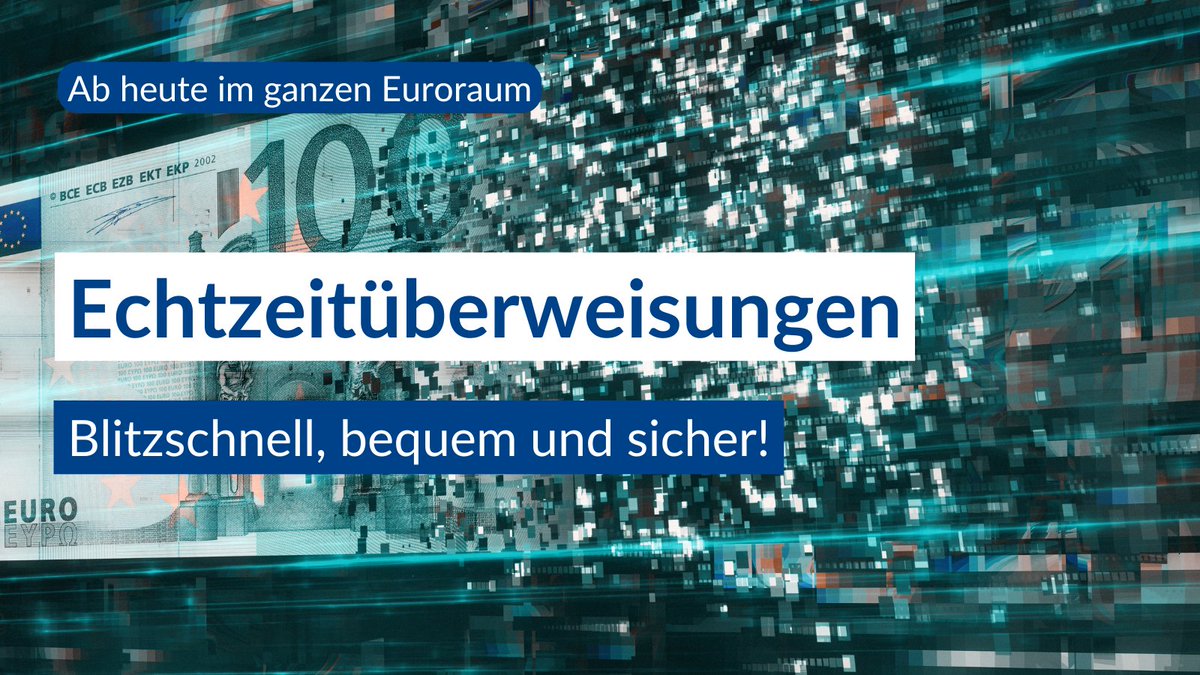 Echtzeitüberweisungen müssen verpflichtend angeboten werden 🚀

💸 Geld senden in Sekunden – rund um die Uhr.
📲 Keine Wartezeiten. Kein Wochenende-Stopp. Keine zusätzlichen Gebühren.

Echtzeitüberweisungen einfach erklärt 👉 bit.ly/46lctpn

#RealtimePayments