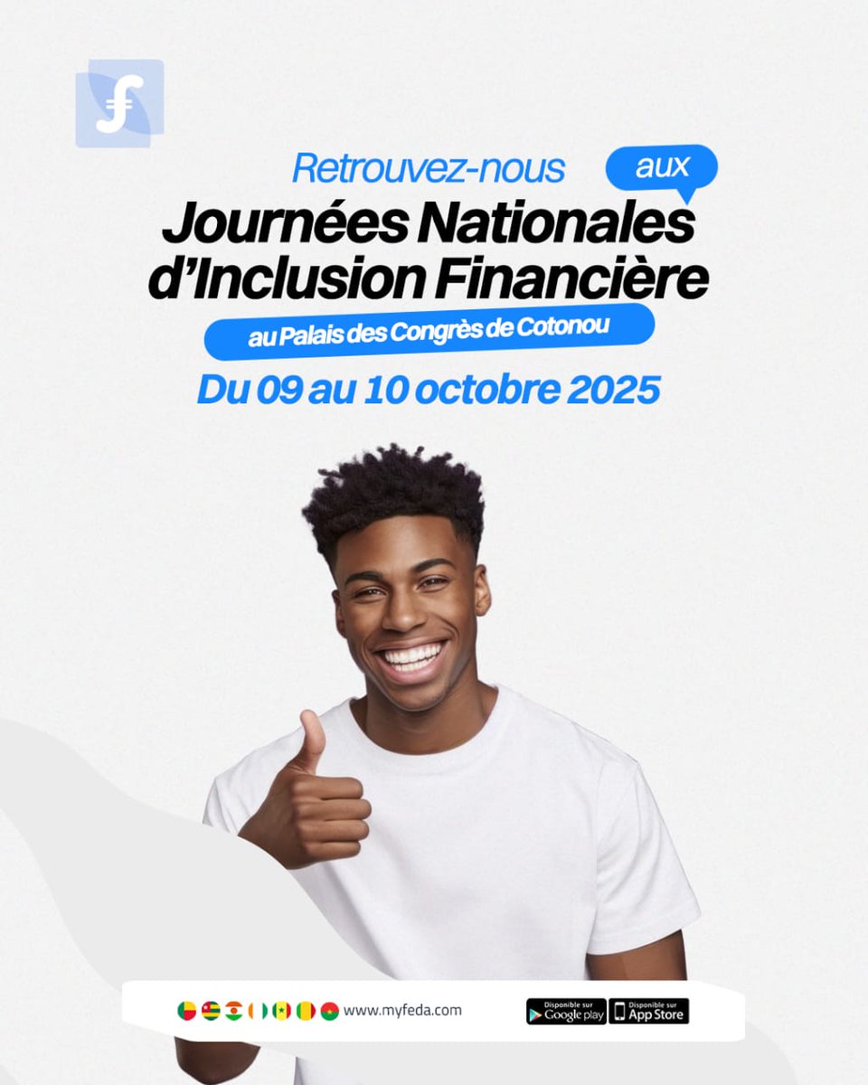 MyFeda_'s tweet photo. Le Palais des Congrès de Cotonou vibre au rythme de l’inclusion financière pendant deux jours.
Et, nous sommes déjà en place pour te faire découvrir nos produits.
À quelle heure passeras-tu nous faire un coucou au stand ?😊
#MyFeda #JNIF2025 #InclusionFinancière https://t.co/VkhhPGTgm4