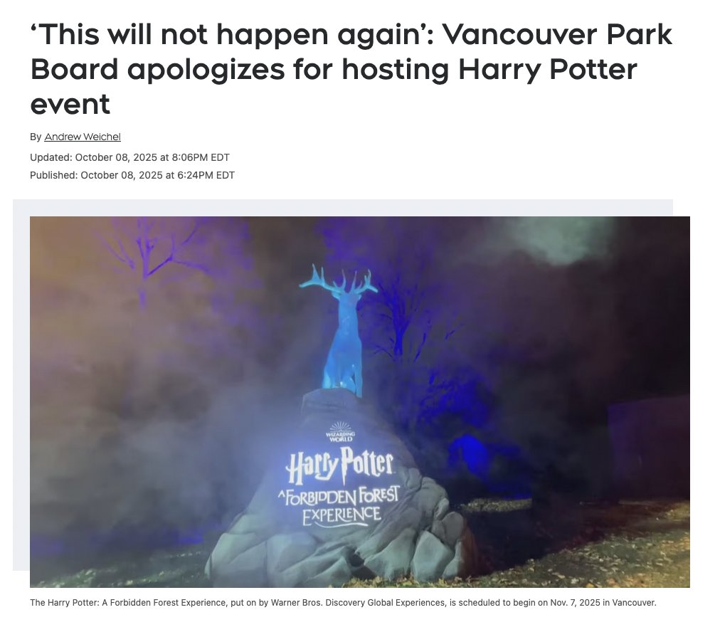 What a pathetic, gross, and shameful response <a href="/ParkBoard/">Vancouver Board of Parks and Recreation</a>. What exactly are you apologizing for? Hosting an event associated with a book written by a woman who stands up for women's rights and spaces in the face of endless harassment, insults and threats? <a href="/jk_rowling/">J.K. Rowling</a> is a legend,