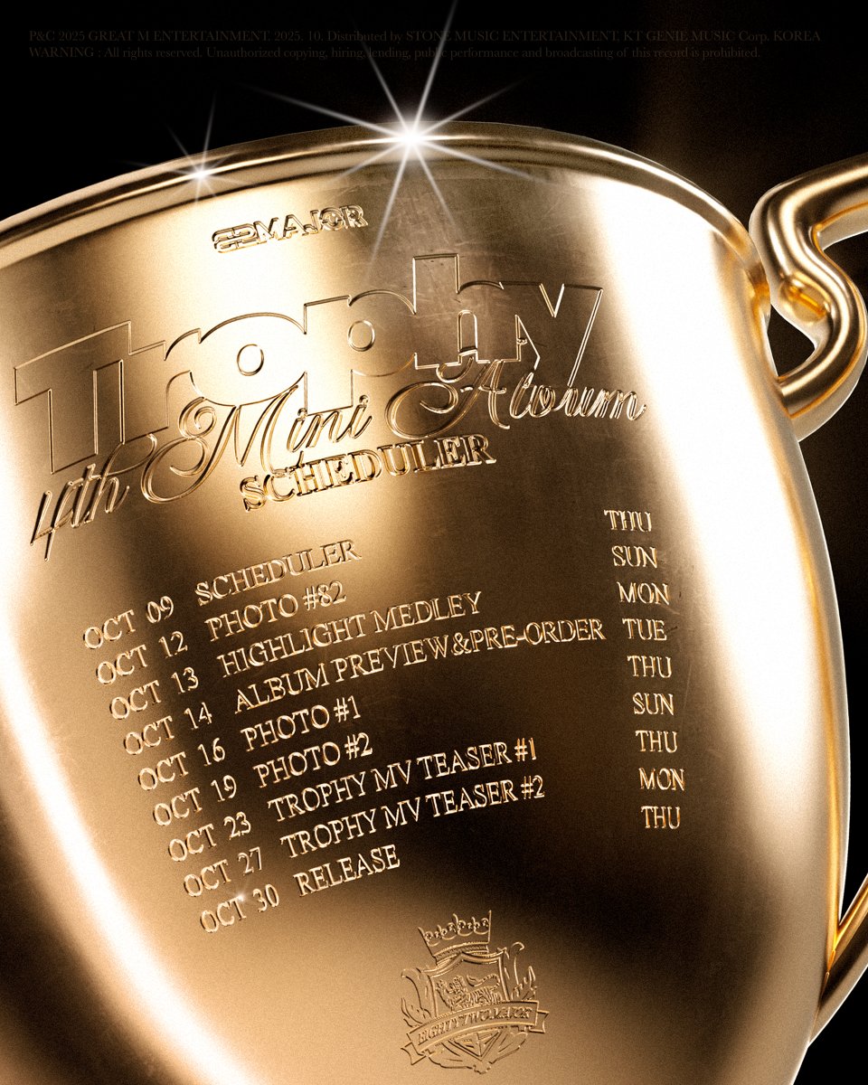 82MAJOR_231011's tweet image. 82MAJOR(82메이저) 4TH MINI ALBUM [Trophy]
🏆 SCHEDULER

2025. 10. 30. 6PM (KST)

#82MAJOR #82메이저 #에이티투메이저
#Trophy #트로피