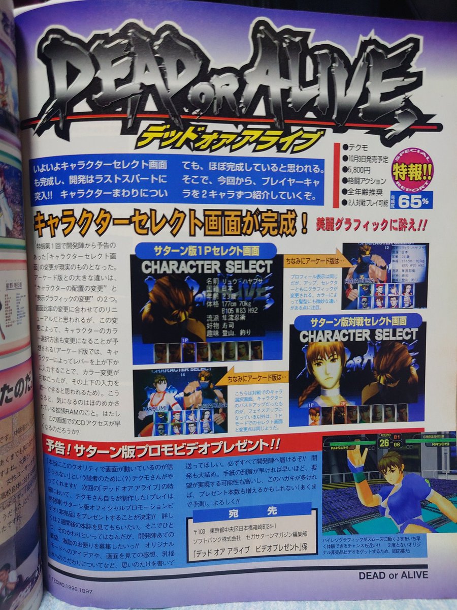 レア！デッドオアアライブ 1990年 ツアーパンフレット 送料無料 レア