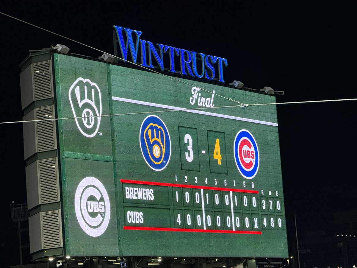 Xriptian's tweet image. Game #154 – October 8, 2025

National League Division Series (NLDS)
Milwaukee Brewers vs Chicago Cubs
Wrigley Field, Chicago IL

If the Cubs only played one inning they would be rocking it. This game was loud and Cubs fans were expecting a win. In this one the Cubs scored four…