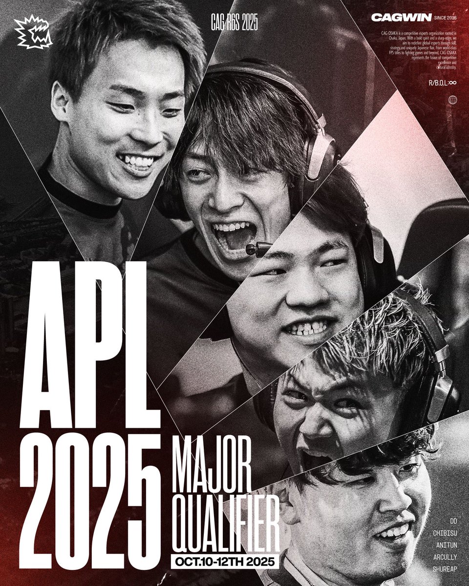 CYCLOPS_OSAKA's tweet image. APL Major Qualifier

🗓️10/10-10/12

🇯🇵roster🇯🇵
Anitun (@Anitube_ )
chibisu(@chibisu_r6 )
ShuReap(@syu827w )
Arcully(@arcullyfps )
DD(@DD_Man109 )

CAG公式Xをフォローして、一緒に盛り上げましょう🔥

#CAGWIN