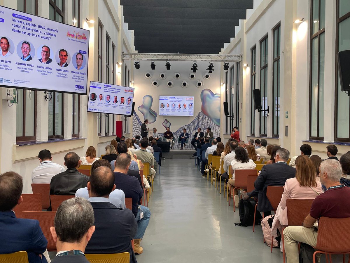 ISMSForum's tweet image. ⚡#Malware, #exploits, #DDoS, #IA…
Expertos de @CatoNetworks, @CheckPointSW, @ESETes, @Netskope y @WatchGuardIB debaten en #ISMSAND2. Modera Francisco Guillén (Medgaz).
🤝En colaboración con @malaga
#ISMSAND2 #Ciberseguridad