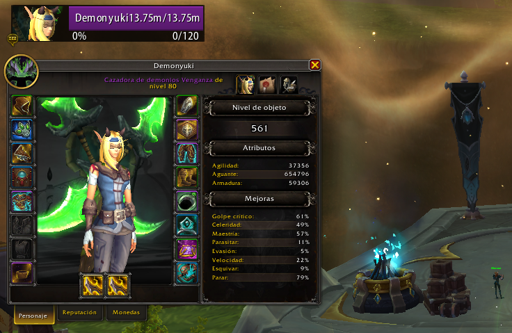 Ahora si, ya nivel 80 en unas 10 horicas. La verdad es que con el mundo en modo Heroico se sube bastante rápido, solo con Azsuna y Val'sharah al 100% y algo de Monte Alto lo tienes hecho. Toca seguir con logros y comprando todo lo que hay con bronce!! 💪💪