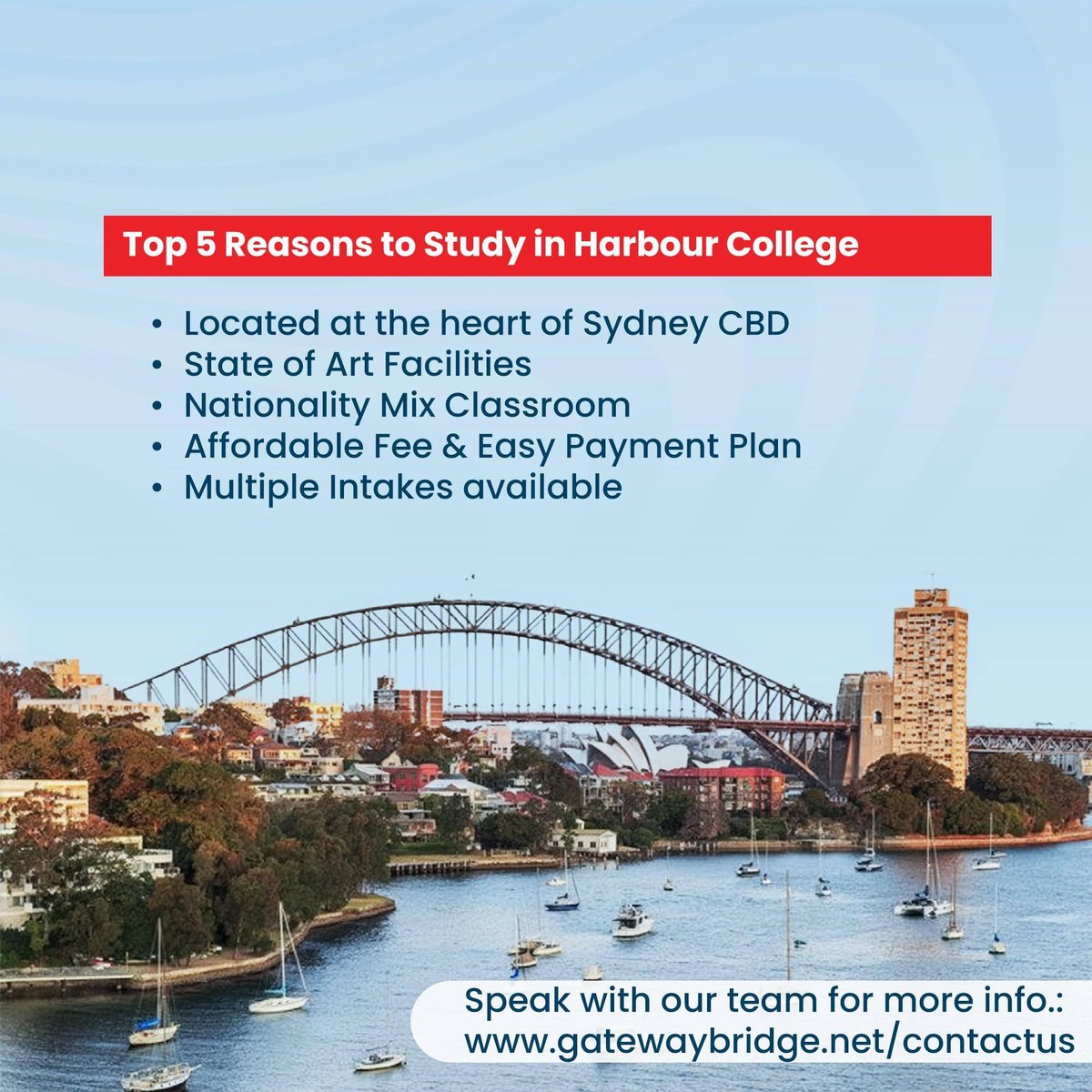 If your goal is to build a career and a future that lasts, this is where you begin.

📩 Click gatewaybridge.net/contactus to explore your course options.

#HarbourCollege #AHIC #sydneybound #australia