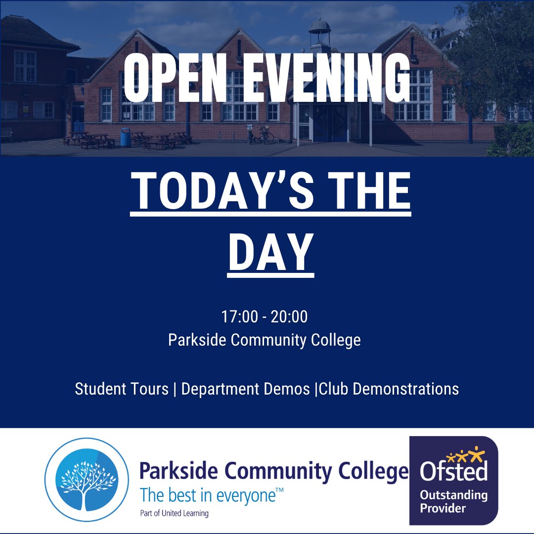 🎉 Today’s the day!
Parkside Open Evening → 5–8pm.

Y6 families — we’re looking forward to welcoming you.

#CambridgeSchools 

Sign up by 3pm: zurl.co/AcBeL