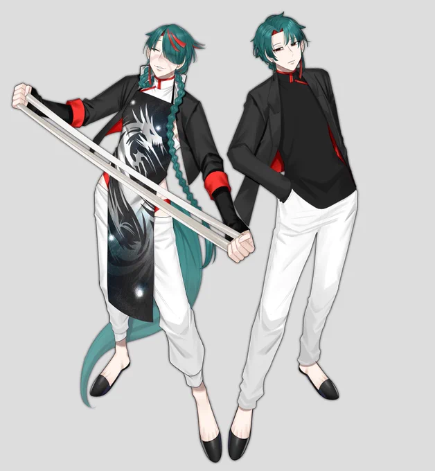 血の繋がってない兄弟 #見た人も無言で緑髪をあげる