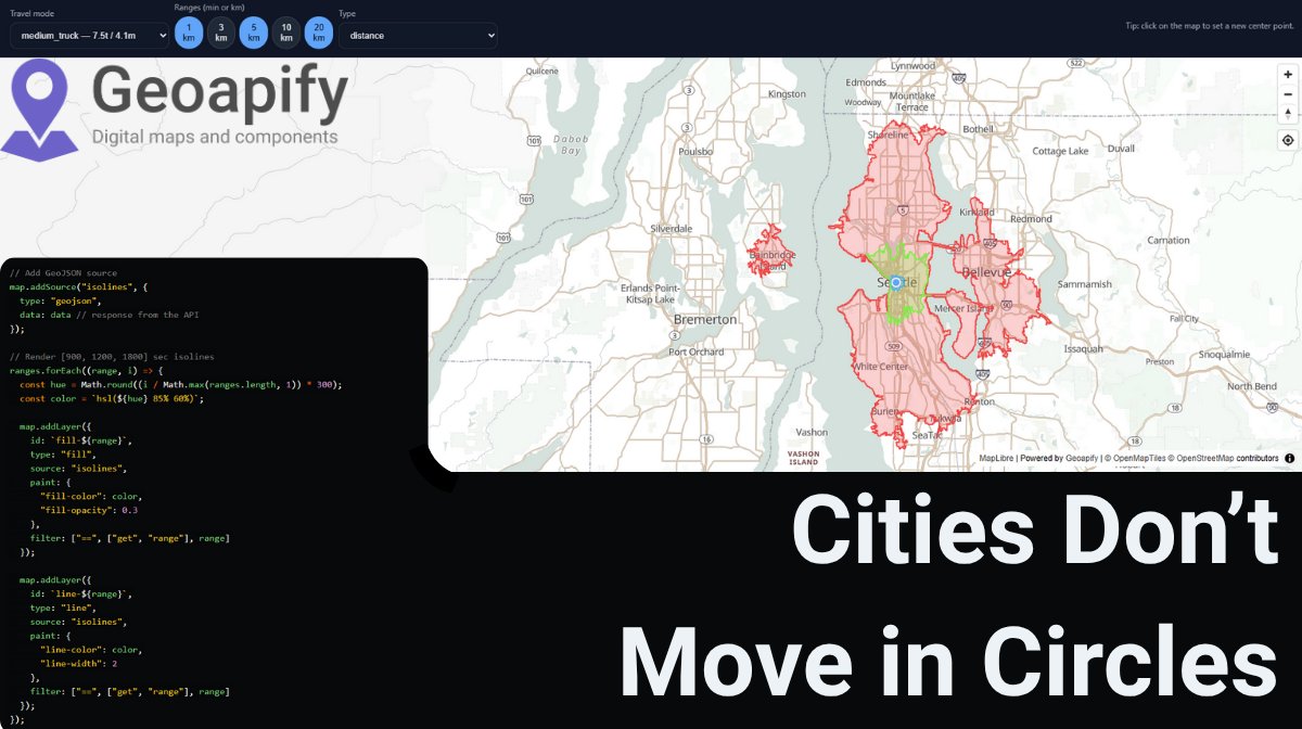 geoapify's tweet image. “How far can I go in 5…10…15 minutes?” Multi-range isolines answer that in one map. 🗺️
👉 dev.to/geoapify-maps-…
#Geoapify #Isolines #Geospatial #WebDev #Developers