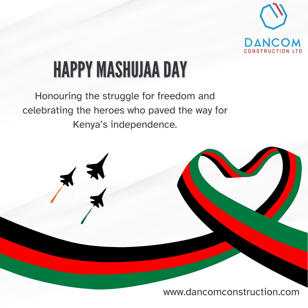 Today, we remember the struggle for freedom and celebrate the brave men and women who paved the way for Kenya’s independence. 

Happy Mashujaa Day 

#MashujaaDay #Kenya #DancomConstruction #BuildingKenya #ProudlyKenyan #KenyaAtIndependence #NationalHeroes #ConstructionInKenya
