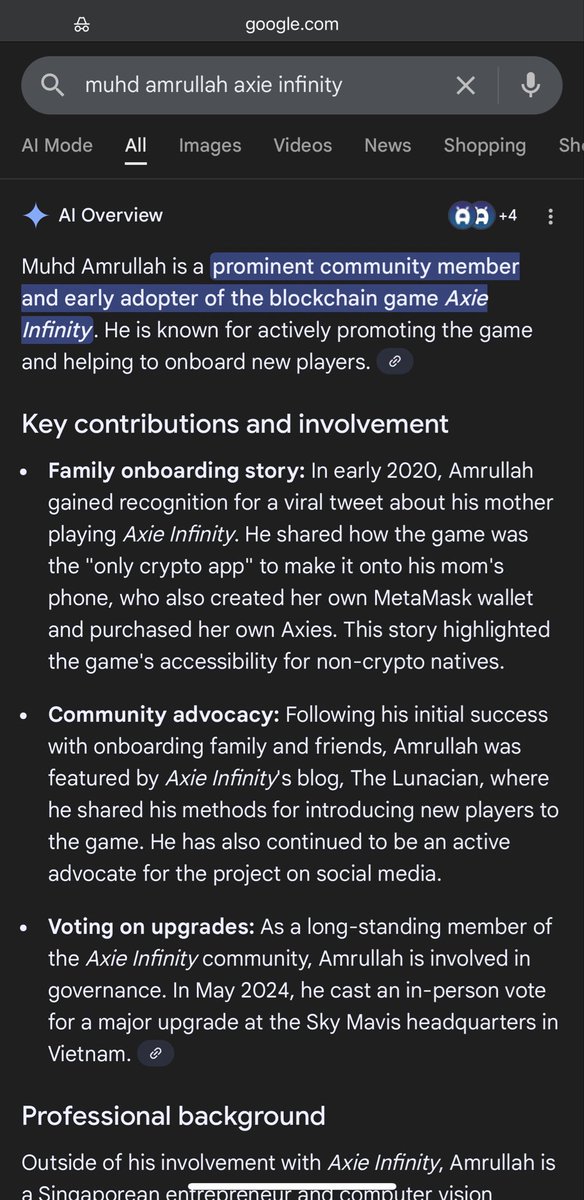 Google got it nearly right - 6 years of relentless commitment. Not stoping. No shortcuts. We gotta do it the right way — the Lunacian way. 

google.com/search?q=muhd+…

#AxieInfinity